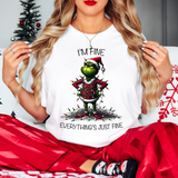 Im Fine Everything Is Fine Christmas Grinch DTF Print