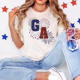 Fireworks GA Georgia Faux Glitter DTF Print