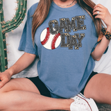 Game Day Baseball Faux Glitter DTF Print