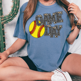 Game Day Softball Faux Glitter DTF Print