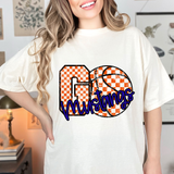 Mustangs Go Basketball Checker DTF Print