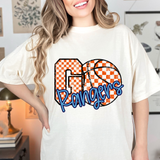 Rangers Go Basketball Checker DTF Print