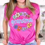 Grandma Spring Flower Circle DTF Print