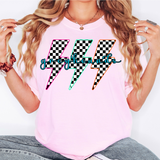 Greyhounds Retro Bolt Checker Teams Neon Outline DTF Print