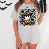 Black and White Flower Ghost DTF Print