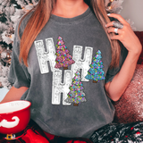 Ho Ho Ho Trees Glitter Embroidery Effect DTF Print