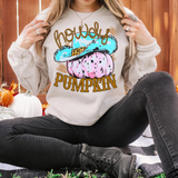 Howdy Pumpkin Pink Teal DTF Print