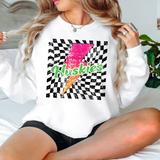 Huskies Checker Bolt Distressed DTF Print