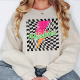 Huskies Checker Bolt Distressed DTF Print