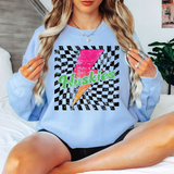 Huskies Checker Bolt Distressed DTF Print