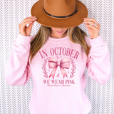 In October We Wear Pink Coquette Bow DTF Print