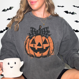 Jack-O-Lantern With Checker Bow DTF Print