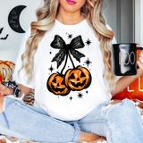 Lace Bow Pumpkin Cherries DTF Print
