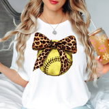 Coquette Leopard Ribbon Softball DTF Print