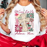 Oh Let Us Adore Him Floral Cross DTF Print