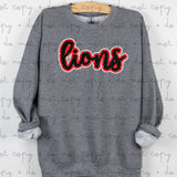 Lions Glitter Effect DTF Print