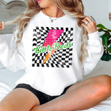 Little Reds Checker Bolt Distressed DTF Print