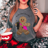 Lookin Like a Snack Gingerbread Man Glitter Embroidery Effect DTF Print