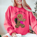 Lookin Like a Snack Gingerbread Man Glitter Embroidery Effect DTF Print