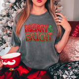Merry & Bright Glitter Embroidery Effect DTF Print