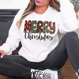Merry Christmas Deer Plaid DTF Print