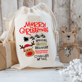 Personalized Merry Christmas Reindeer Santa Sack DTF Print