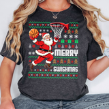 Merry Swishmas Santa Basketball Ugly Sweater DTF Print