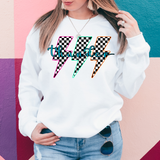 Thunder Neon Checker Bolt DTF Print