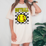 Distressed Checker Softball DTF Print