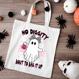 No Diggity Bout To Bag It Up Pink White Ghost DTF Print
