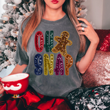 Oh Snap Gingerbread Man Glitter Embroidery Effect DTF Print
