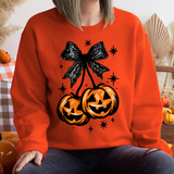 Lace Bow Pumpkin Cherries DTF Print