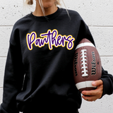 Panthers Dark Purple Gold Outline DTF Print