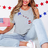 Patriotic HI Stars Stripes Glitter Bow DTF Print
