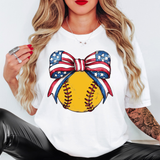 Coquette Patriotic Softball DTF Print