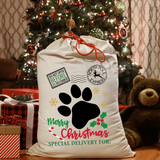 Personalized Paw Print Santa Sack DTF Print