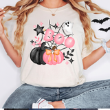 Pink Black Halloween Boo DTF Print