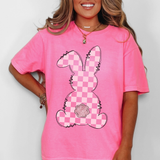 Pink Checker Bunny DTF Print