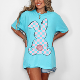 Pink Checker Bunny DTF Print