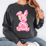 Pink Floral Bunny DTF Print
