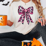 Coquette Pink Leopard Bow DTF Print