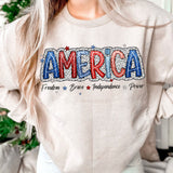 Faux Glitter America DTF Print
