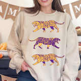 Tigers Repeat Purple Gold DTF Print