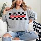 Retro Checkered Cardinals DTF Print