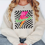 Sabercubs Checker Bolt Distressed DTF Print