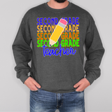 Back To School Repeat Solid Pencil Elementary Teacher DTF Print
