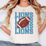 Lions Football Sequin Effect DTF Print
