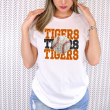Faux Sequin Tigers Baseball DTF Print
