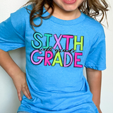 Neon Doodle Sixth Grade DTF Print