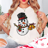 Snowman with Bell DTF Print